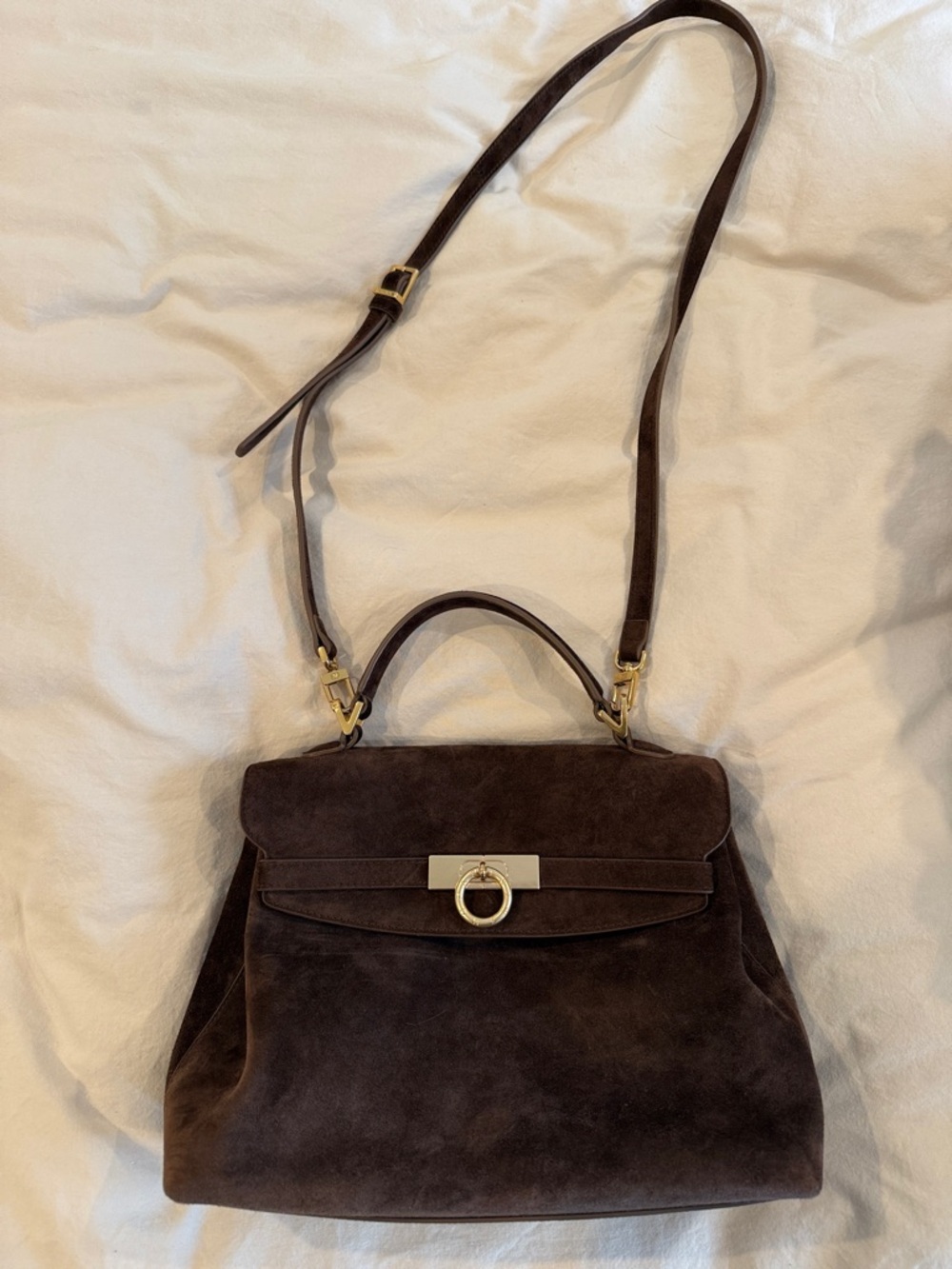 Parisa Wang Grace Medium Soft Top chocolate brown suede Bag